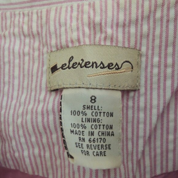 Anthro Elevenses Pink & White Pinstripe Seersucker Blazer 8 - Picture 10 of 10